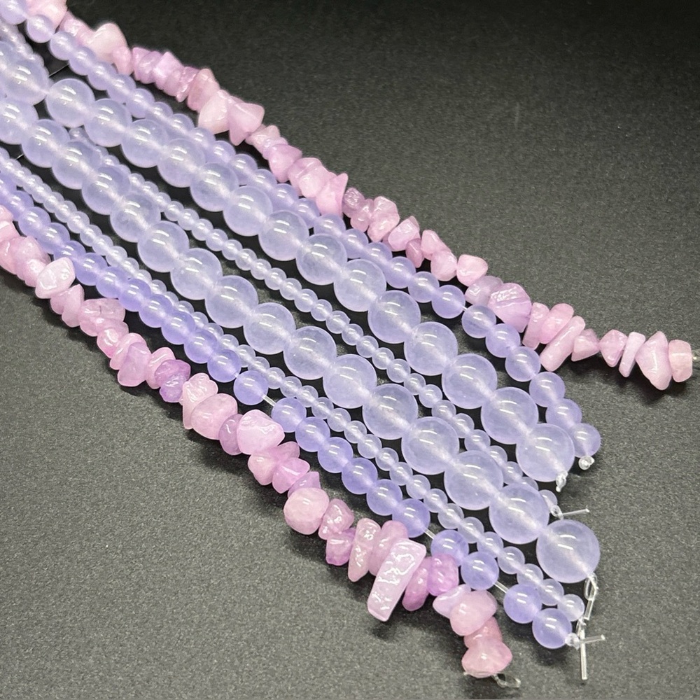 Beads Purple Lavender Semi Precious Glossy Round Chip 8 Strands Bead Gallery